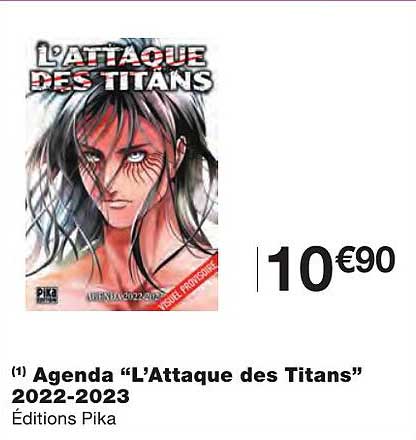 agenda "l'attaque des titans" 2022-2023