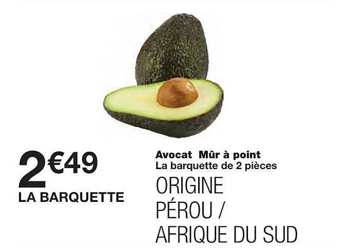 avocat mûr à point la barquette de 2 pièces