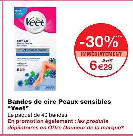 bandes de cire peaux sensibles "veet"