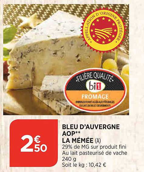 bleu d'auvergne aop la mémée