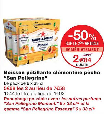 boisson pétillante clémentine pêche "san pellegrino"