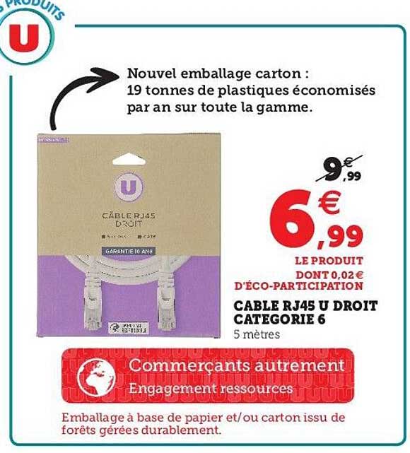 câble rj45 u droit catégorie 6