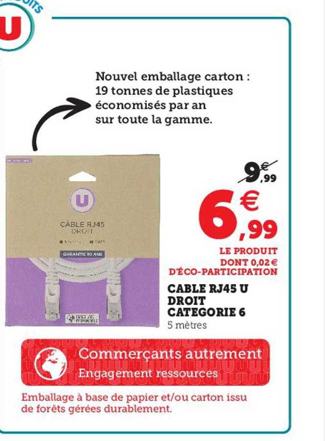 câble rj45 u droit catégorie 6
