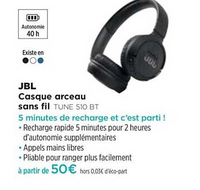casque arceau sans fil tune 510 bt jbl