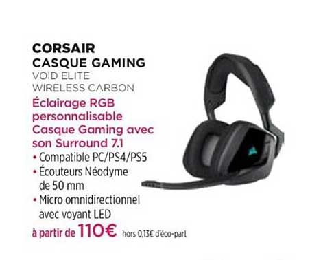 casque gaming corsair void elite wireless carbon