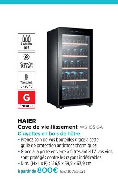 cave de vieillissement haier ws 105 ga