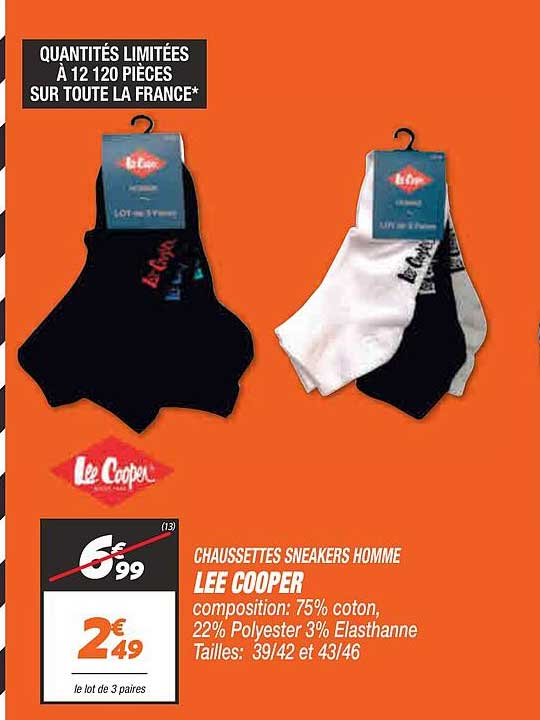 chaussettes sneakers homme lee cooper