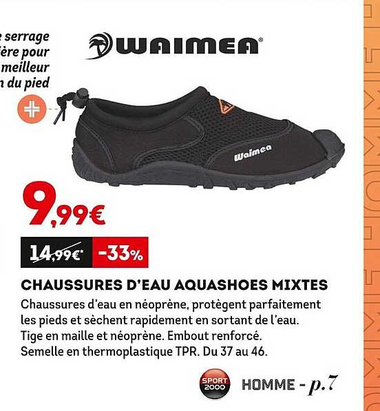 chaussures d'eau aquashoes mixtes waimea