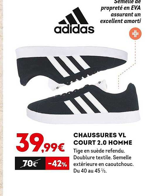 chaussures vl court 2.0 homme adidas