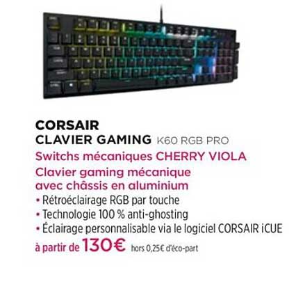 clavier gaming corsair k60 rgb pro