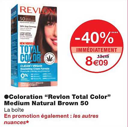 coloration "revlon total color" madium natural brown 50