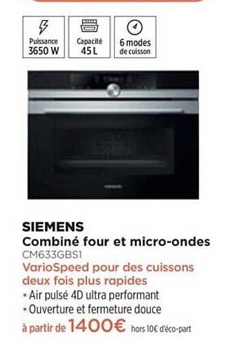 Combiné Four Et Micro-ondes Siemens Cm633gbs1