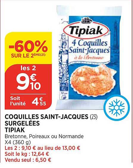 coquilles saint-jacques surgelées tipiak