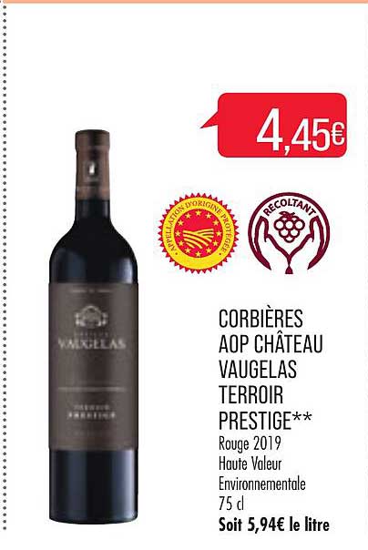 corbières aop château vaugelas terroir prestige**