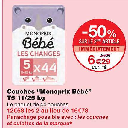 Couches "monoprix Bébé" T5 11-25 Kg