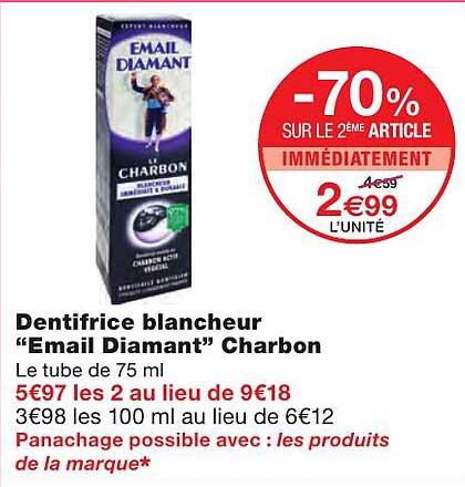 Dentifrice Blancheur "email Diamant" Charbon