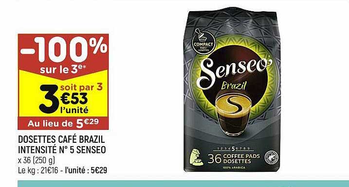 dosettes café brazil intensité n°5 senseo