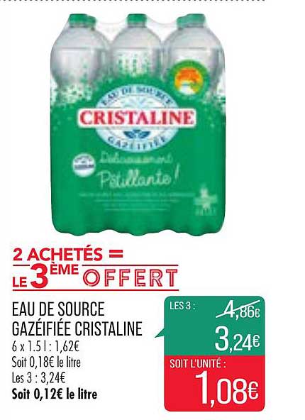 eau de source gazéifiée cristaline