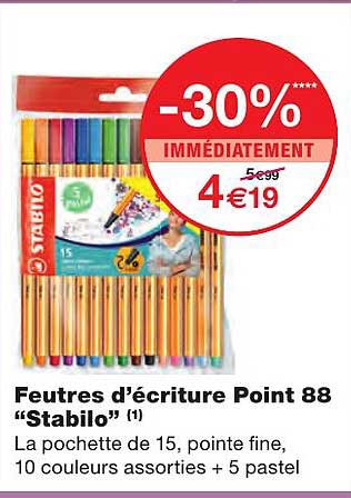 feutres d'acriture point 88 "stabilo"