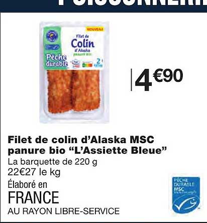 filet de colin d'alaska msc panure bio "l'assiette bleu"