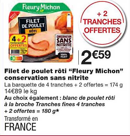 filet de poulet rôti "fleury michon" conservation sans nitrite