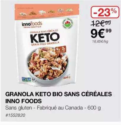 granola keto bio sans céréales inno foods