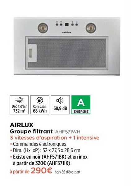 groupe filtrant airlux ahf571wh