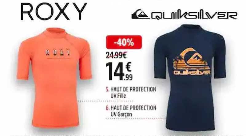 Haut De Protection Uv Fille Roxy, Haut De Protection Uv Garçon Quiksilver