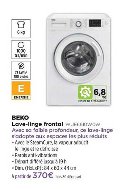 lave-linge frontal beko wue6610w0w