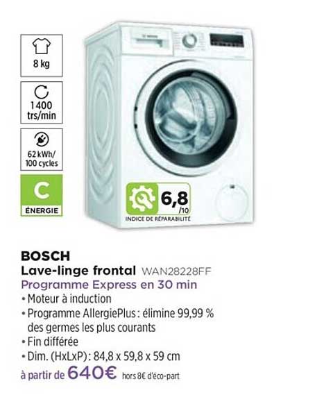 lave-linge frontal bosch wan28228ff
