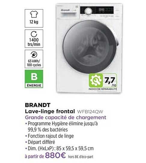 lave-linge frontal brandt wfb124qw