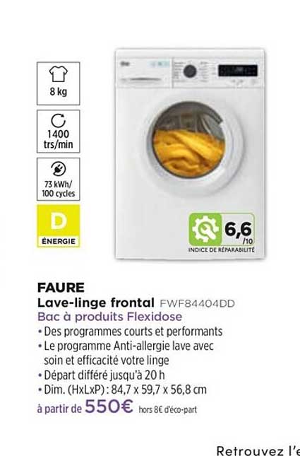 lave-linge frontal faure fwf84404dd