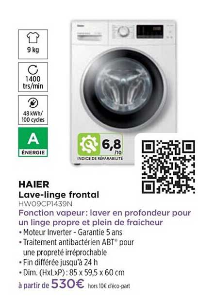 lave-linge frontal haier hw09cp1439n