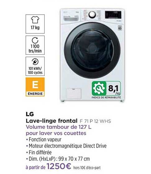 lave-linge frontal lg f 71 p 12 whs