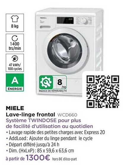 lave-linge frontal miele wcd660