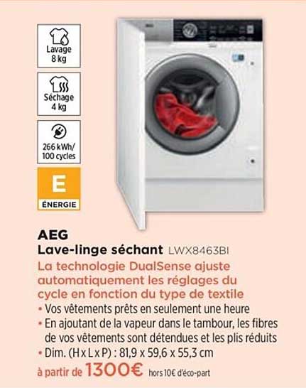 lave-linge séchant aeg lwx8463bi