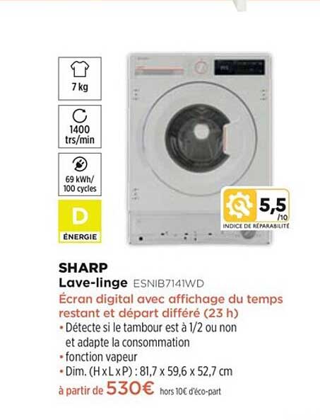 lave-linge sharp esnib7141wd