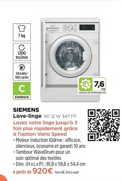 lave-linge siemens wi 12 w  347 ff