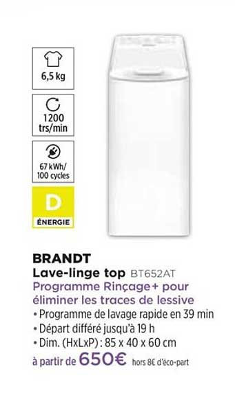 lave-linge top brandt bt652at