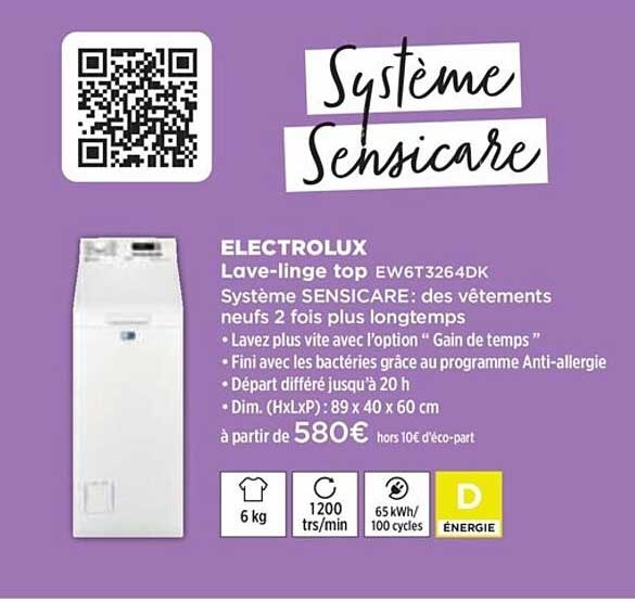 lave-linge top electrolux ew6t3264dk