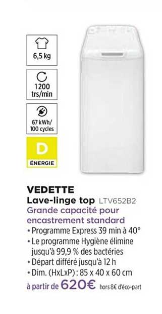 lave-linge top vedette ltv652b2