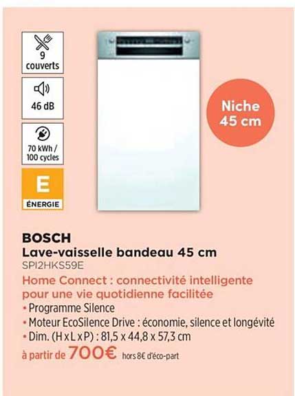 lave-vaisselle bandeau 45 cm bosch spi2hks59e