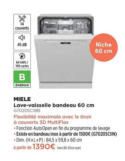 lave-vaisselle bandeau 60 cm miele g7020scibb