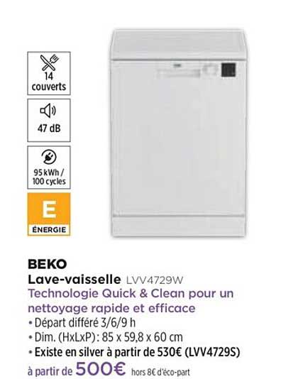 Lave-vaisselle Beko Lvv4729w