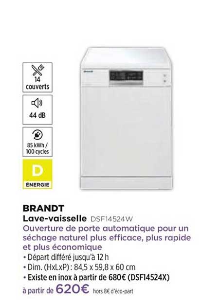 Lave-vaisselle Brandt Dsf14524w