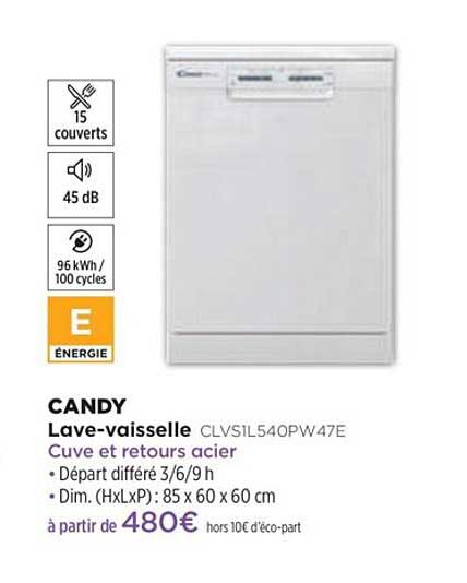 lave-vaisselle candy clvsil540pw47e