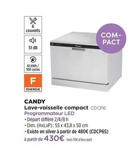 Lave-vaisselle Compact Candy Cdcp6
