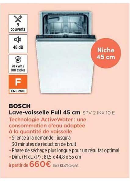 lave-vaisselle full 45 cm bosch spv 2 ikx 10 e