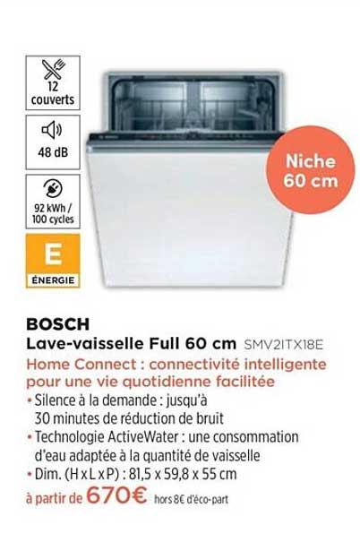lave-vaisselle full 60 cm bosch smv21tx18e