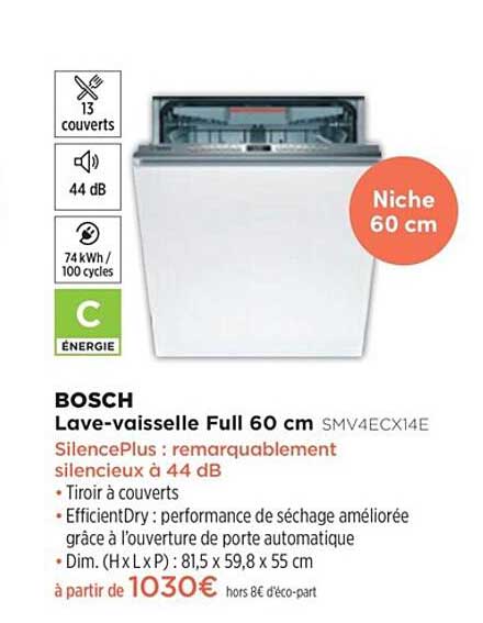 lave-vaisselle full 60 cm bosch smv4ecx14e